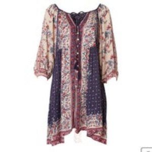 New boho prairie floral button up dress